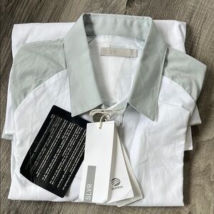 Adidas White and Gray Casual Button Down Shirt